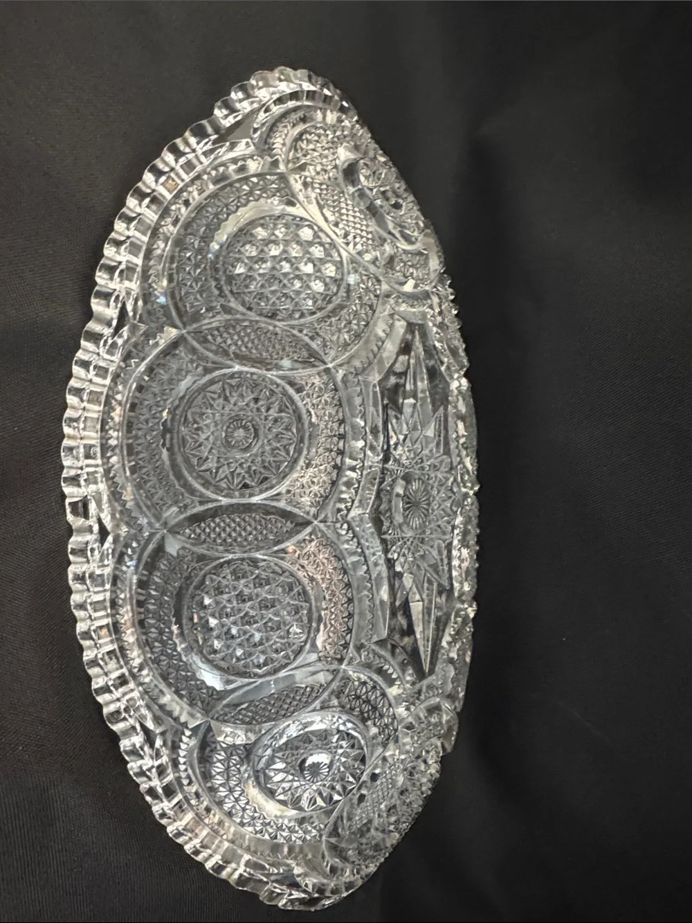 Pressed Glass Serving Tray - Clear Scalloped Edge